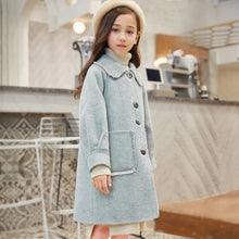 Laden Sie das Bild in den Galerie-Viewer, Older Children&#39;s Fashionable Mid-length Girl Woolen Coat