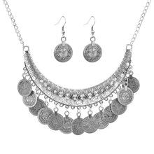 Cargar imagen en el visor de la galería, Punk Coin Necklace Earring Set Necklace Accessories set for Occasions