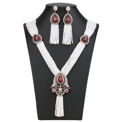 Women's Tassel Earring Necklace Two-piece Jewelry Set