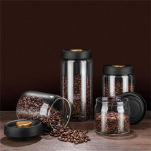 Charger l&#39;image dans la galerie, Vacuum Sealed Jug Set Black Coffee Beans Glass Airtight Canister Kitchen Food Grains Candy Keep Good Storage Jar Set Kitchen Gadgets