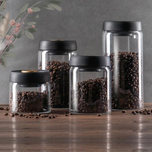 Charger l&#39;image dans la galerie, Vacuum Sealed Jug Set Black Coffee Beans Glass Airtight Canister Kitchen Food Grains Candy Keep Good Storage Jar Set Kitchen Gadgets