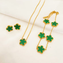 Load image into Gallery viewer, Five-leaf Flower Pendant Necklace Earring Bracelet Set for occasions