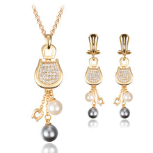 Charger l&#39;image dans la galerie, Alloy Necklace and Pearl Earrings Set for Occasions