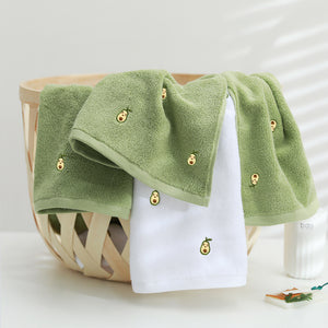 Full Embroidery Avocado Cotton Towel