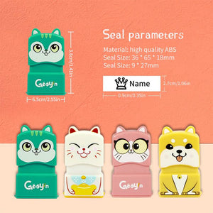 Kids Green Squirrel Customized Name Stamp (Back to School)