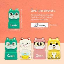 Load image into Gallery viewer, Kids Green Squirrel Customized Name Stamp (Back to School)