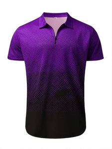 Men's Fashionable Casual Short Sleeve Ombre V-neck Zipper Polos Shirt ( Hot Deals )