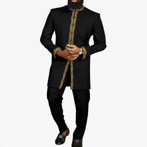 Samo Zaen Simple Men's Long Printed Cotton Men's Suit