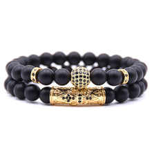 Load image into Gallery viewer, Natural frosted stone micro-inlaid ochre ball long tube double-layer energy bracelet - FUCHEETAH