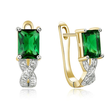 Green Emerald Cut Swarovski Twisted Earrings - FUCHEETAH