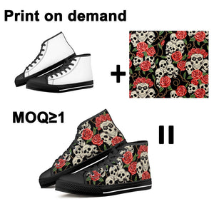 Picture Printing Christmas Pattern Canvas Shoes Men And Women Couple Sneakers