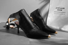 Cargar imagen en el visor de la galería, Genuine leather ankle lace up stiletto high heels summer boots