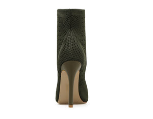 Women's Shoes -Boots Green Elastic Knit Open Toe High Heels - FUCHEETAH