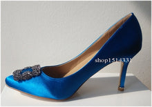 Load image into Gallery viewer, Rhinestone Women High Heels Silk Stiletto Heels Shoes - FUCHEETAH