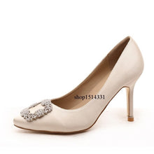 Load image into Gallery viewer, Rhinestone Women High Heels Silk Stiletto Heels Shoes - FUCHEETAH