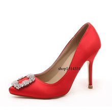 Load image into Gallery viewer, Rhinestone Women High Heels Silk Stiletto Heels Shoes - FUCHEETAH