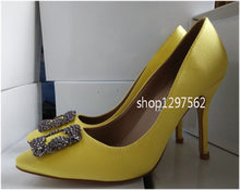 Load image into Gallery viewer, Rhinestone Women High Heels Silk Stiletto Heels Shoes - FUCHEETAH