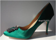 Load image into Gallery viewer, Rhinestone Women High Heels Silk Stiletto Heels Shoes - FUCHEETAH