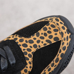Platform Sneakers Women Genuine Leather  Leopard Plush - FUCHEETAH