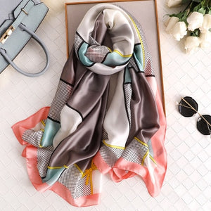 Luxury brand hijab summer women scarves soft long print silk scarves lady shawl - FUCHEETAH