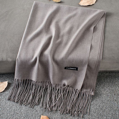 Soft Cashmere Scarves Women  New Solid Color Wraps Thin Long Scarf with Tassel Casual  Shawl - FUCHEETAH