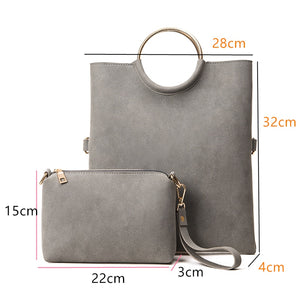 Women Handbags Round Metal Handle Suede Tote Sac a main Fold Clutches - FUCHEETAH