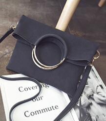 Women Handbags Round Metal Handle Suede Tote Sac a main Fold Clutches - FUCHEETAH