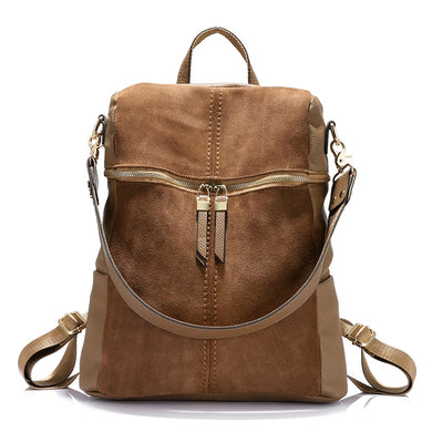 Vintage brand women backpack leather PU  large capacity shoulder bags for women - FUCHEETAH