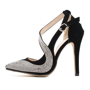 High heels Women's shoes brand design rhinestone - FUCHEETAH