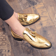 Laden Sie das Bild in den Galerie-Viewer, Men&#39;s Footwear Fashion Patent Leather Shoes Brand Gold Driving shoes - FUCHEETAH