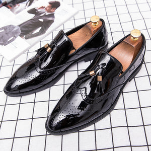 Men's Footwear Fashion Patent Leather Shoes Brand Gold Driving shoes - FUCHEETAH
