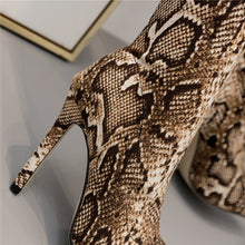 Cargar imagen en el visor de la galería, Women Over The Knee Suede Boots Snake Print 11.5cm High Heels Shoes - FUCHEETAH