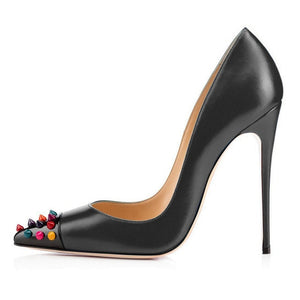 Women's Pumps Pointed Toe Thin Heels Sheepskin Leather Shoes - FUCHEETAH