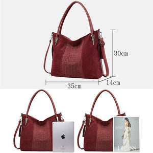 Luxury Handbags Women Crocodile Soft Leather Large Capacity - FUCHEETAH