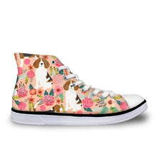 Load image into Gallery viewer, Pug Floral Print Women Vulcanized Sneakers Flat Ladies Lace-up - FUCHEETAH