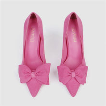 Cargar imagen en el visor de la galería, Women&#39;s shoes stiletto super high heel shallow mouth pointed bow - FUCHEETAH