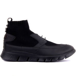Special-Edition Black Leather Step-in Male Sneaker Footwear - FUCHEETAH