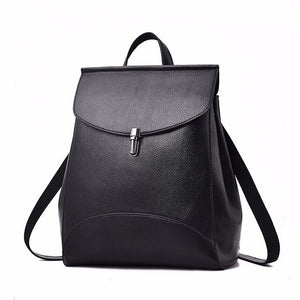 Women Backpack Quality Leather Backpack Casual Solid School Bag - FUCHEETAH