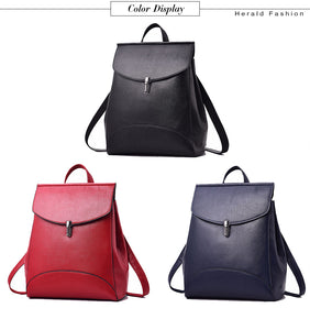 Women Backpack Quality Leather Backpack Casual Solid School Bag - FUCHEETAH