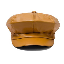 Cargar imagen en el visor de la galería, Retro  Beret Hat PU Leather Solid British Style Flat Top Octagonal Cap - FUCHEETAH