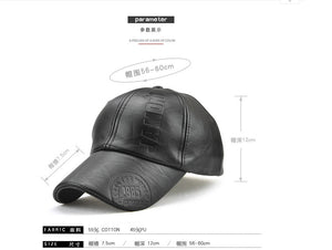 Autumn and winter hat European and American new outdoor baseball cap men's printing simple leather - FUCHEETAH