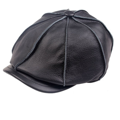 Boys casual genuine leather hat genuine leather cowhide male cap  painter cap - FUCHEETAH