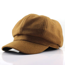 Cargar imagen en el visor de la galería, England Solid Color Wool Octagonal Cap  Winter Brim Hat Casual Versatile Young MEN - FUCHEETAH
