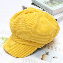 Laden Sie das Bild in den Galerie-Viewer, Corduroy Octagonal Hats for Women Solid Color Retro Octagonal Caps - FUCHEETAH