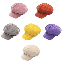 Laden Sie das Bild in den Galerie-Viewer, Corduroy Octagonal Hats for Women Solid Color Retro Octagonal Caps - FUCHEETAH