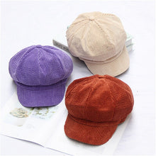 Cargar imagen en el visor de la galería, Corduroy Octagonal Hats for Women Solid Color Retro Octagonal Caps - FUCHEETAH