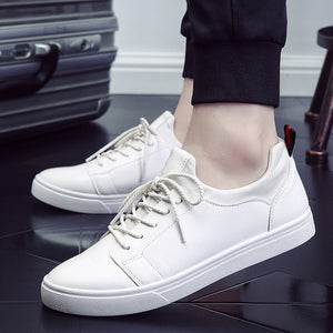 Men white Footwear  Man Casual Shoes Breathable PU Leather - FUCHEETAH