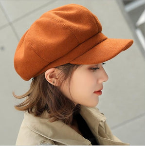 wool  Women Beret Autumn Winter Octagonal Cap Hats Stylish Artist Painter - FUCHEETAH