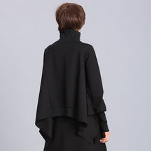 Load image into Gallery viewer, Loose Fit Black Asymmetrical Oversized Sweatshirt Turtleneck Long Sleeve - FUCHEETAH