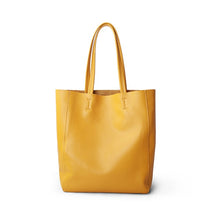 Cargar imagen en el visor de la galería, Women Luxury Bag Casual Tote Female Lemon Yellow Cowhide Genuine Leather - FUCHEETAH